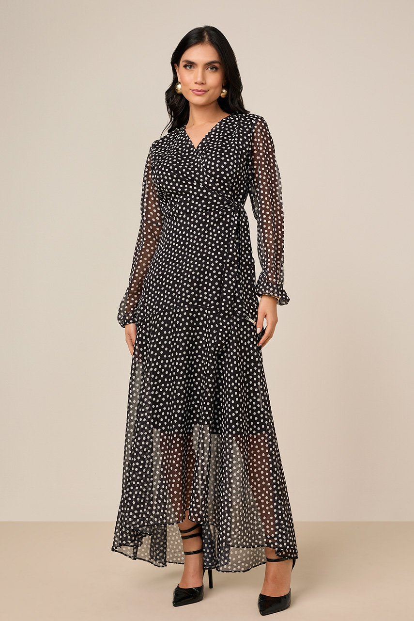 Vestido Longo Chiffon Estampa Exclusiva Com Faixa Titanium Jeans