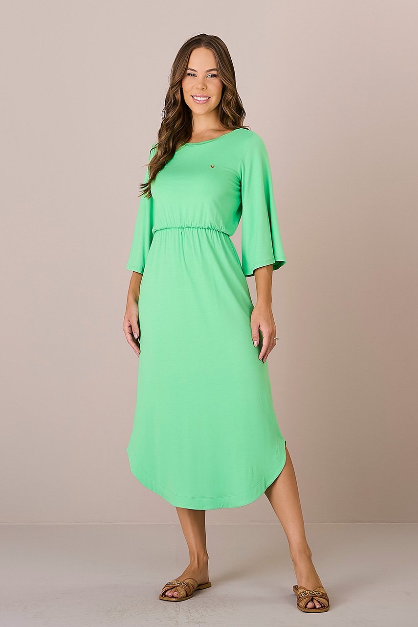 Saída de Praia Verde Mídi Soltinho Malha Viscolycra