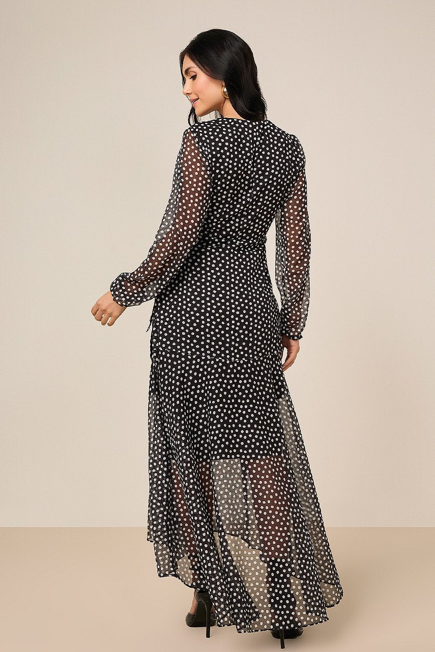 Vestido Longo Chiffon Estampa Exclusiva Com Faixa Titanium Jeans