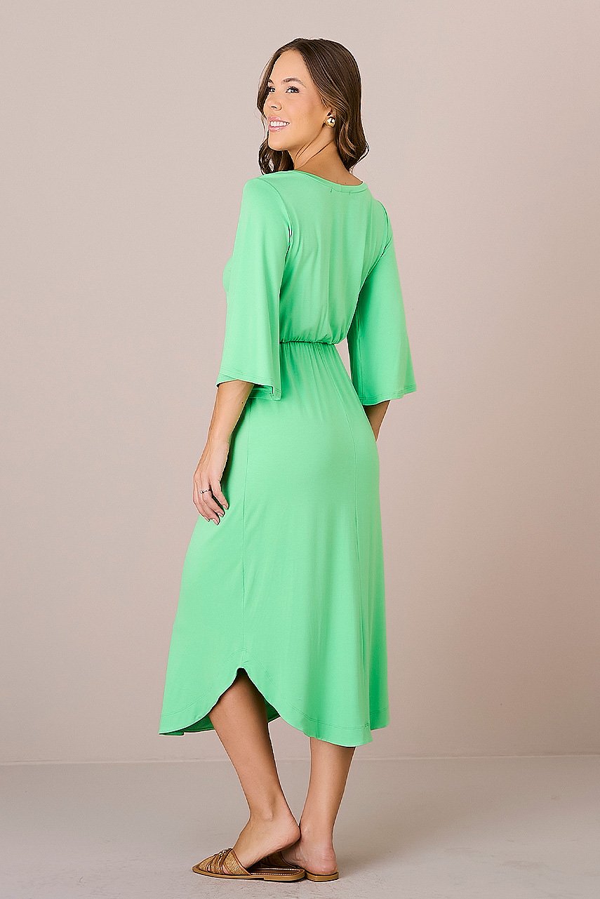 Saída de Praia Verde Mídi Soltinho Malha Viscolycra