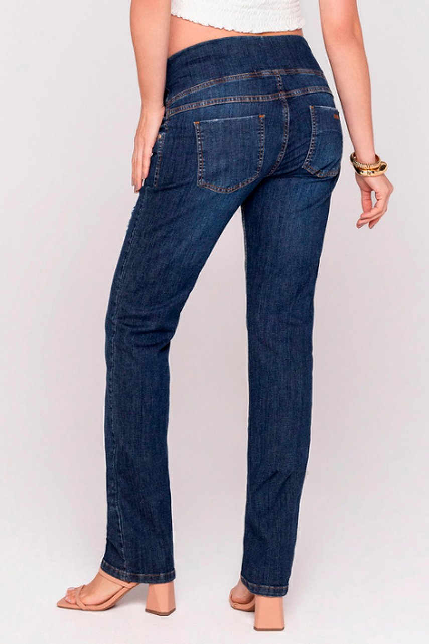 Calça Jeans Reta Com Puídos