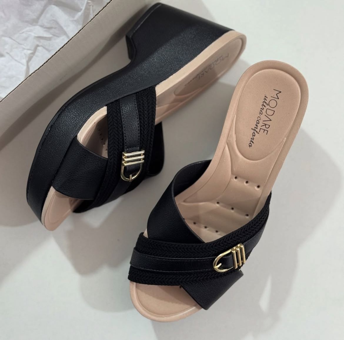 Tamanco Anabela Modare Ultra Conforto - Preto