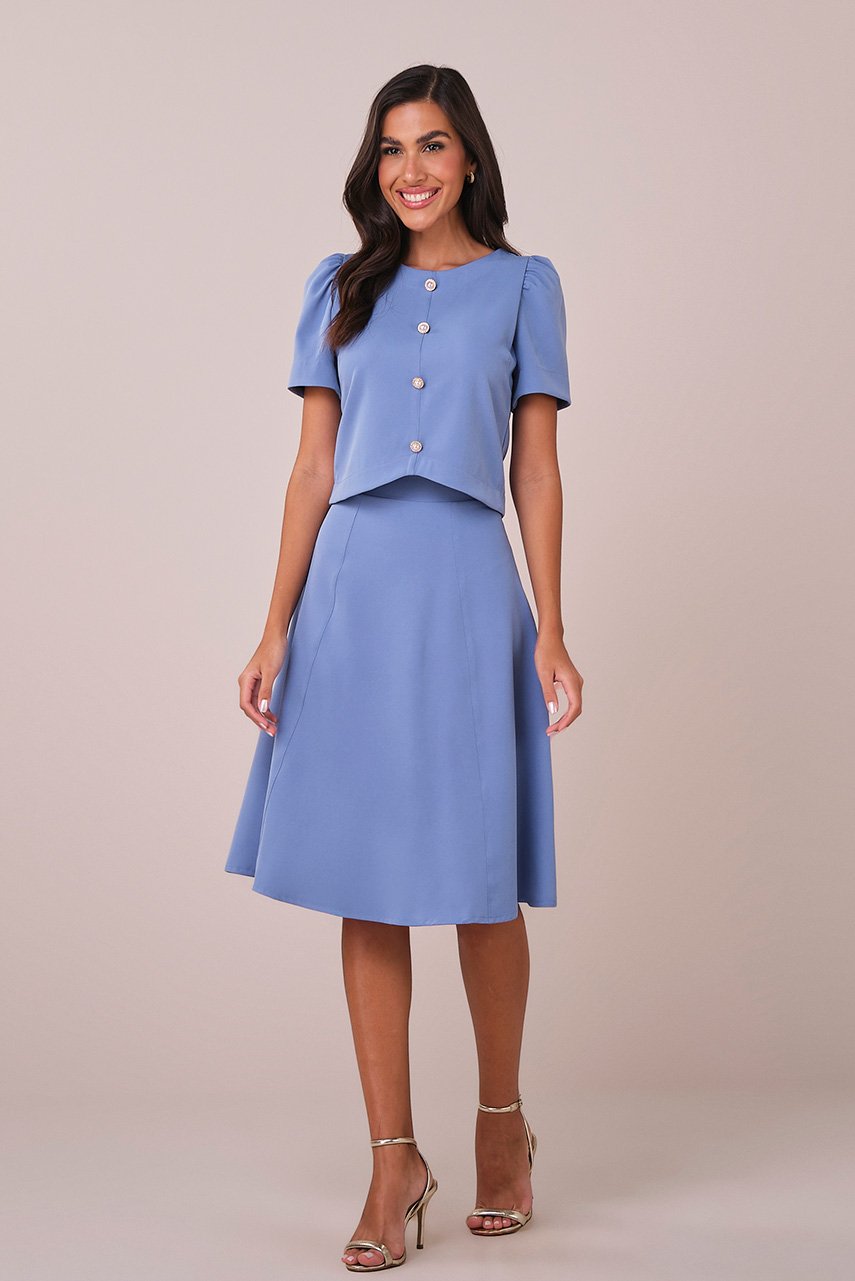 Conjunto Azul Curto na Alfaiataria Godê