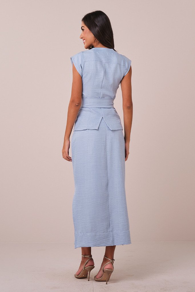 Conjunto Azul Maxi Midi na Alfaiataria Estruturado