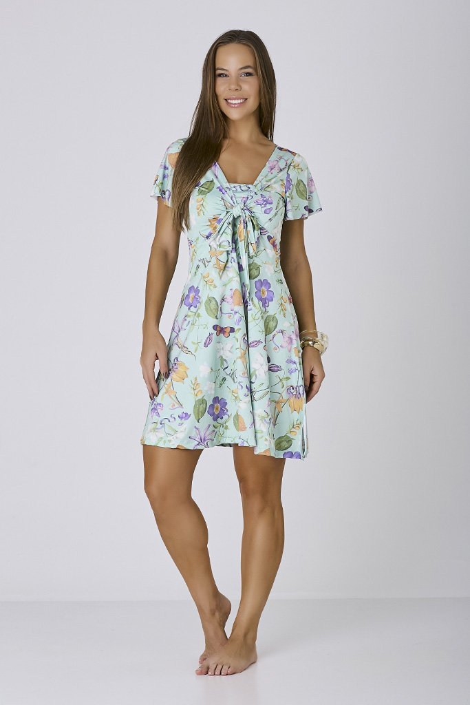 Vestido Verde Moda Praia Com Short Estampa Exclusiva