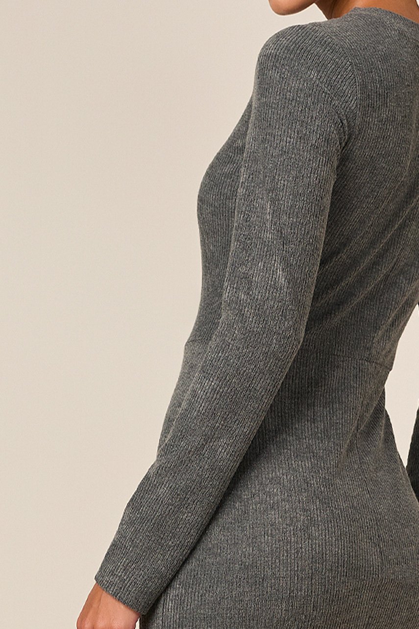 Vestido Tubinho Malha Cotelê Cinza Com Botões Titanium Jeans