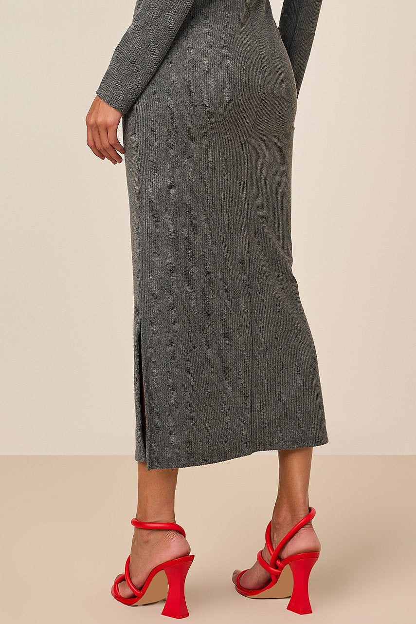 Vestido Tubinho Malha Cotelê Cinza Com Botões Titanium Jeans