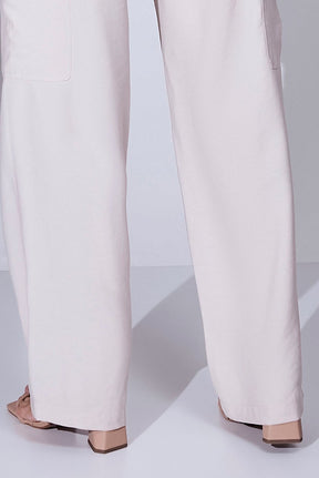 Calça Areia Alfaiataria Comfy Cós Com Cordão