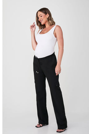 Calça Preto Alfaiataria Comfy Cós Com Cordão