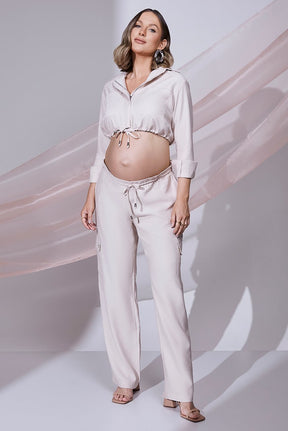 Calça Areia Alfaiataria Comfy Cós Com Cordão