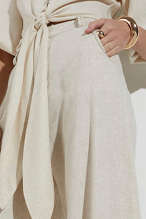 Calça Viscolinho Pantalona Com Botões