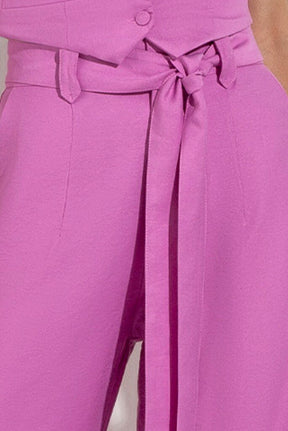 Calça Wide Leg Plano Rosa Melissa Com Faixa