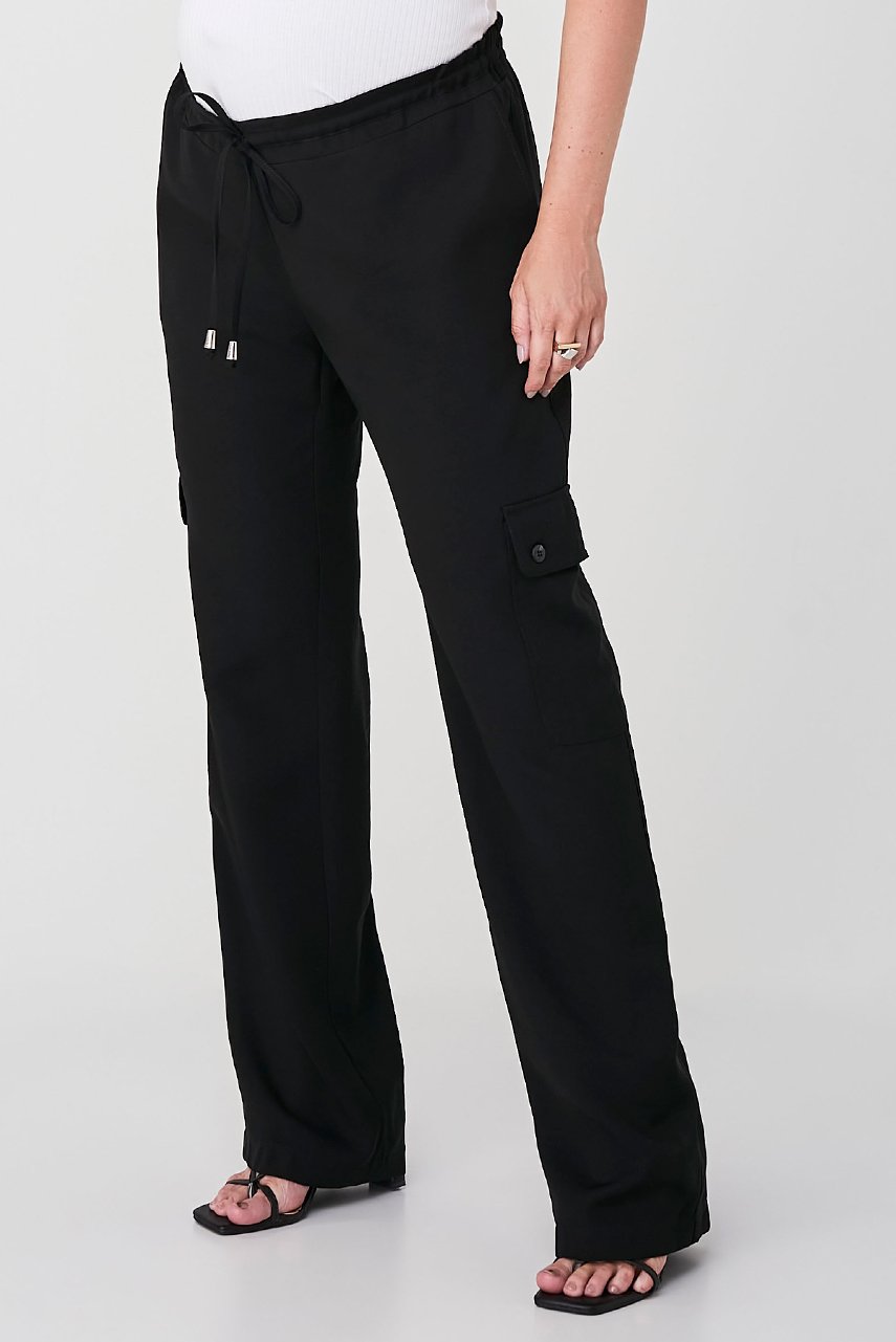 Calça Preto Alfaiataria Comfy Cós Com Cordão