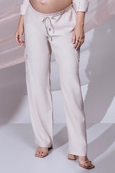 Calça Areia Alfaiataria Comfy Cós Com Cordão