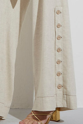 Calça Viscolinho Pantalona Com Botões