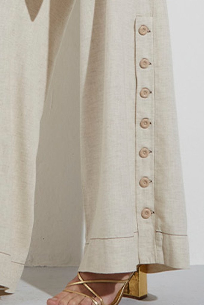Calça Viscolinho Pantalona Com Botões
