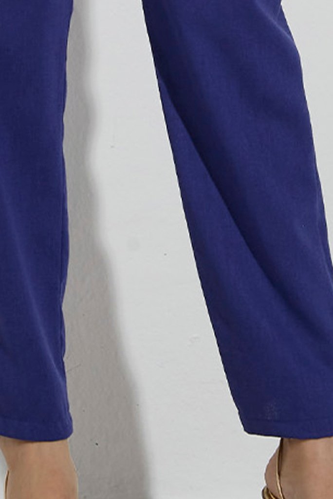 Calça Linho Slim Azul Royal