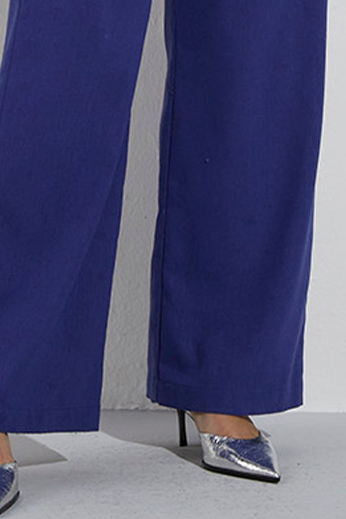 Calça Linho Wide Leg Azul Royal