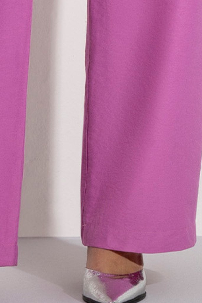 Calça Wide Leg Plano Rosa Melissa Com Faixa