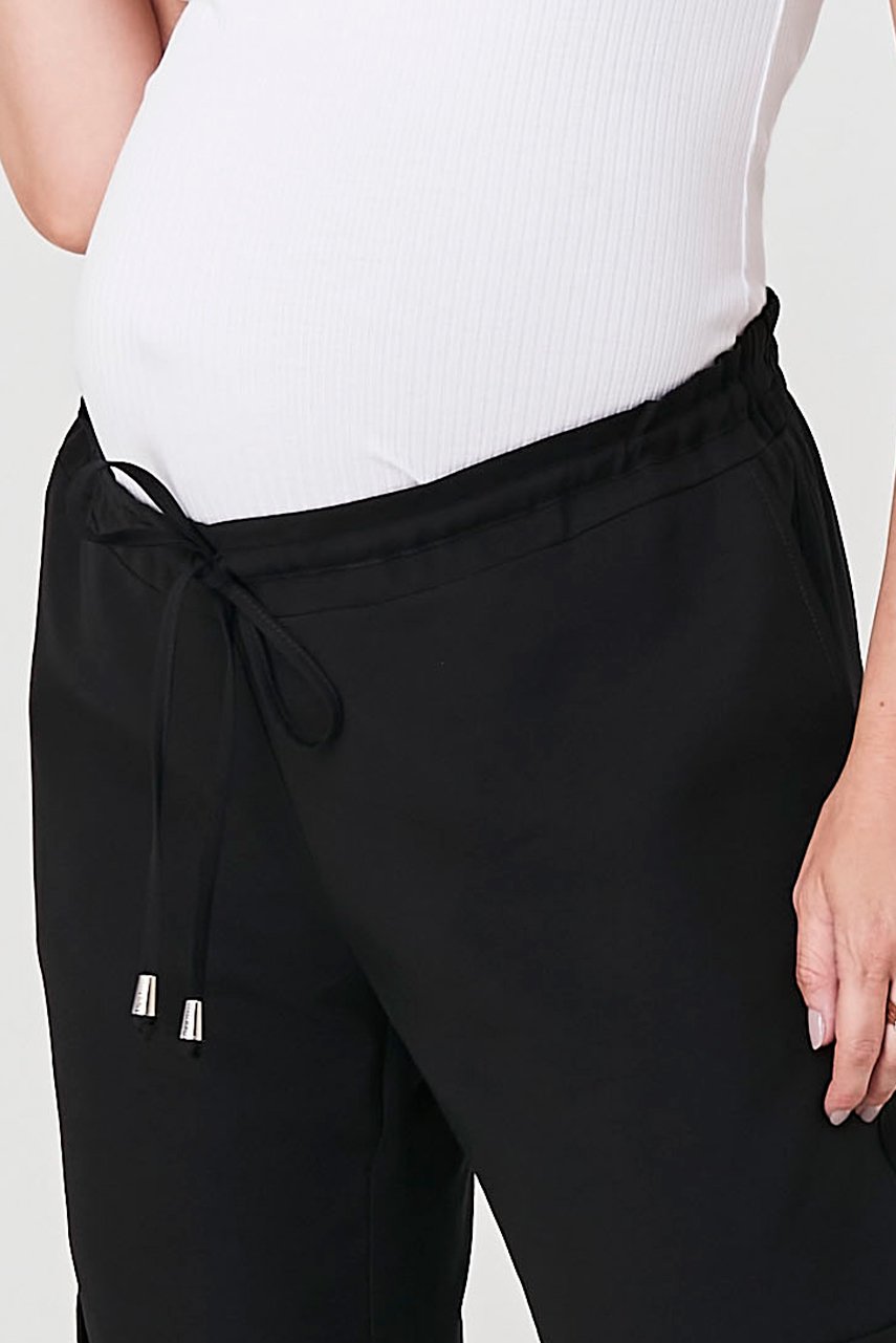 Calça Preto Alfaiataria Comfy Cós Com Cordão