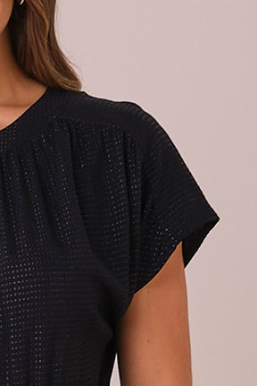 Vestido Preto Maxi Midi no Viscolinho Franzido no Busto