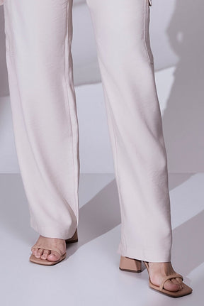 Calça Areia Alfaiataria Comfy Cós Com Cordão