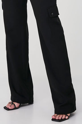 Calça Preto Alfaiataria Comfy Cós Com Cordão
