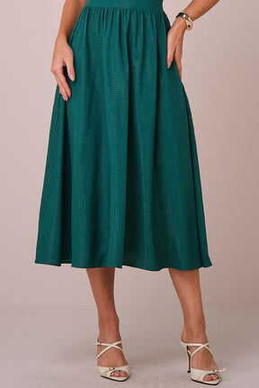 Vestido Verde Maxi Midi no Viscolinho Franzido no Busto