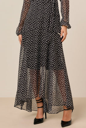 Vestido Longo Chiffon Estampa Exclusiva Com Faixa Titanium Jeans
