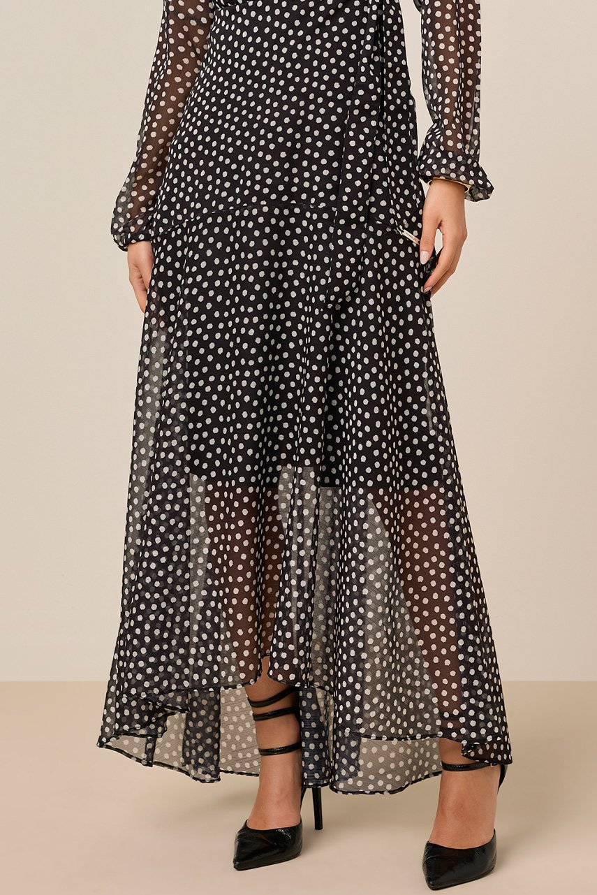 Vestido Longo Chiffon Estampa Exclusiva Com Faixa Titanium Jeans