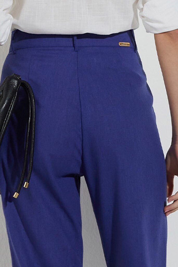 Calça Linho Slim Azul Royal