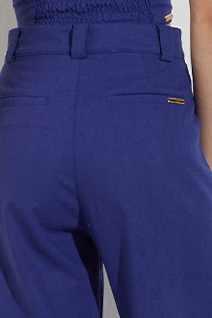 Calça Linho Wide Leg Azul Royal