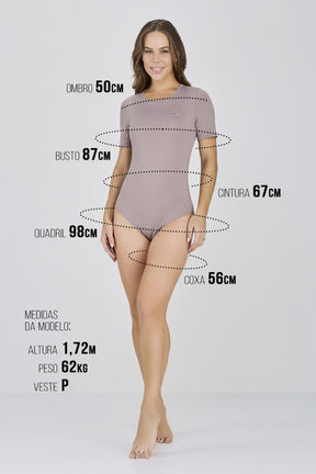 Body Feminino Manga Curta Poliamida New Light Proteção UV