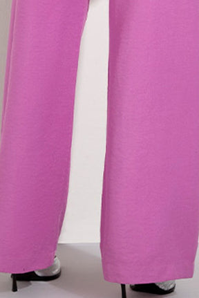 Calça Wide Leg Plano Rosa Melissa Com Faixa
