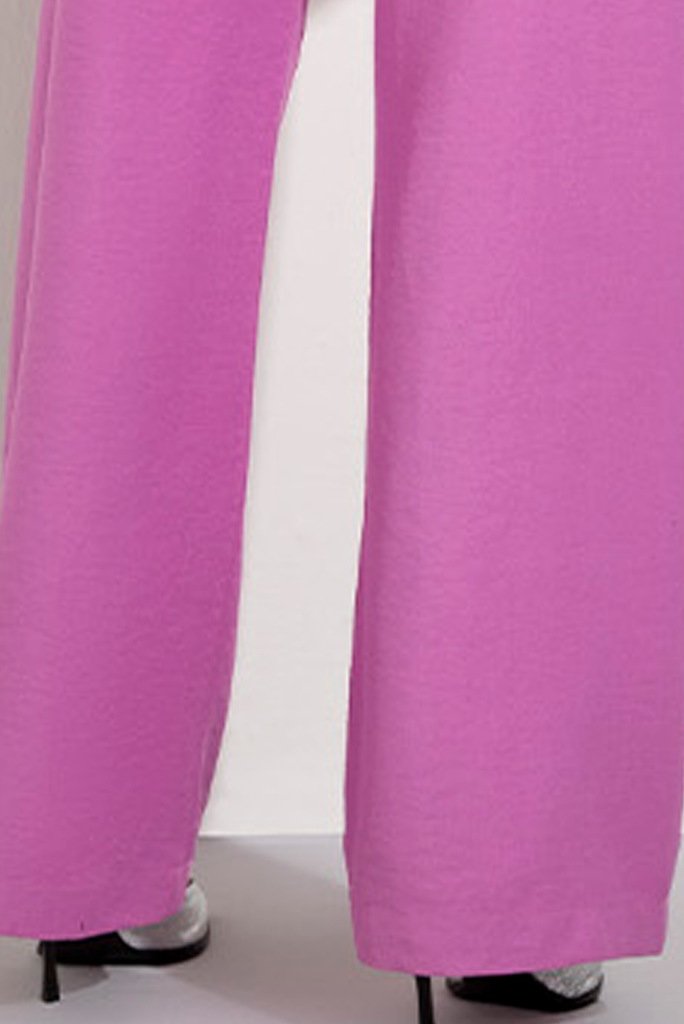Calça Wide Leg Plano Rosa Melissa Com Faixa