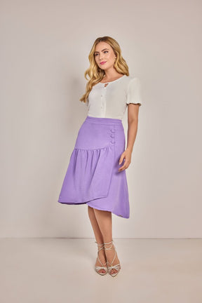 Saia Lilás Evasê Plano Lilás Laura - Jeans