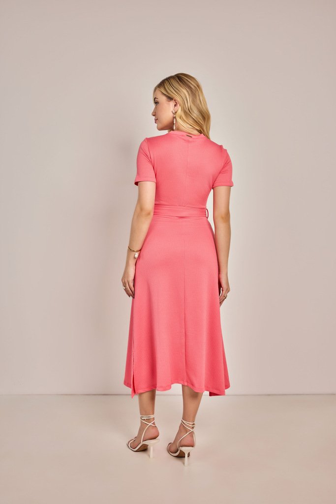 Vestido Malha Semi Evasê Rosa - Rosa Jeans