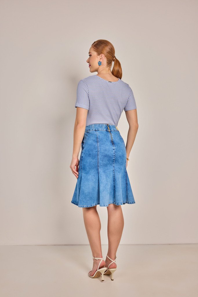 Saia Azul Claro Sino Jeans - Rosa Jeans