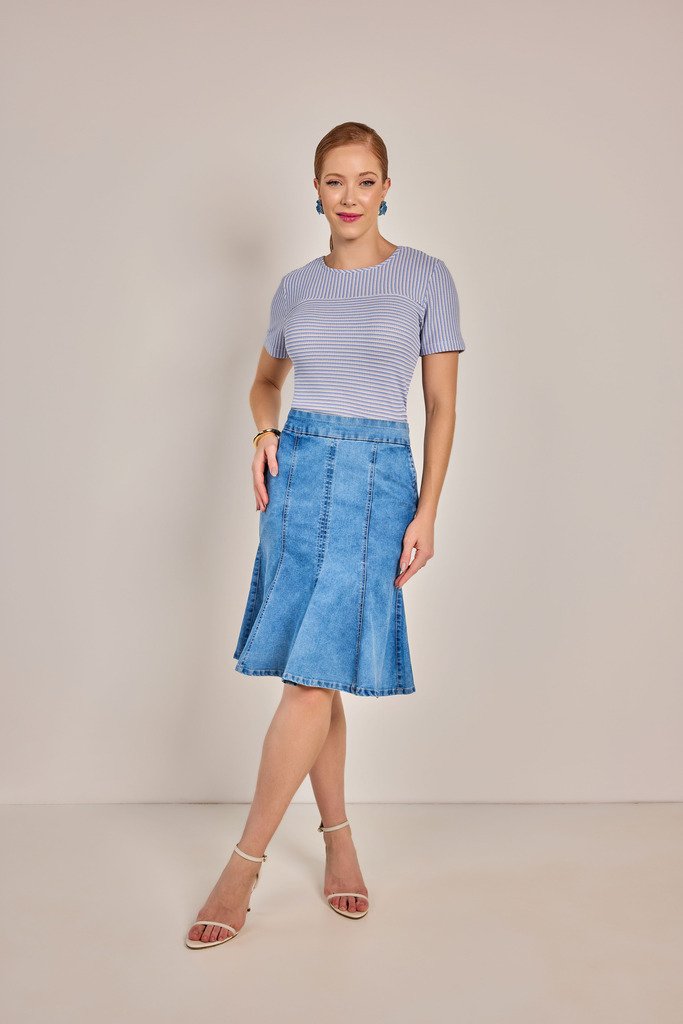 Saia Azul Claro Sino Jeans - Rosa Jeans