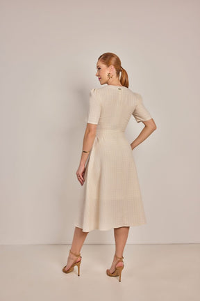Vestido Semi Godê Linho - Rosa Jeans