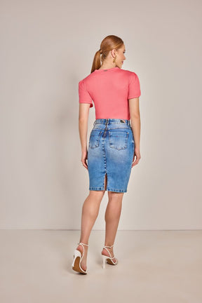 Saia Azul Reta Jeans - Rosa Jeans