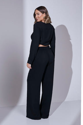 Calça Preto Comfy Cós Com Lastex