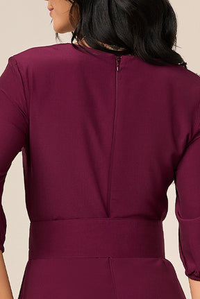Vestido Mídi Plano Vinho Com Faixa Titanium Jeans