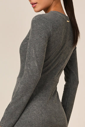 Vestido Tubinho Malha Cotelê Cinza Com Botões Titanium Jeans