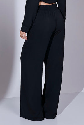 Calça Preto Comfy Cós Com Lastex
