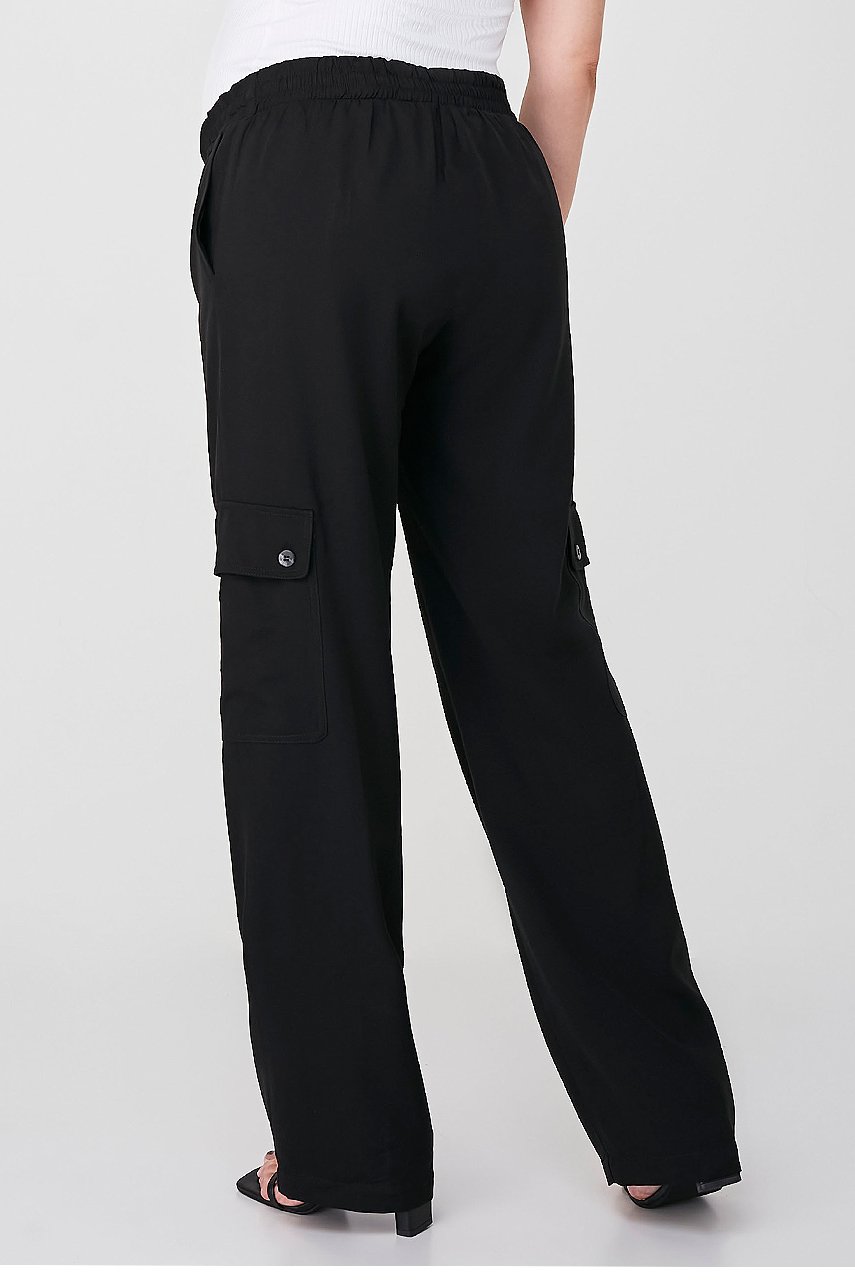 Calça Preto Alfaiataria Comfy Cós Com Cordão