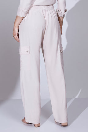 Calça Areia Alfaiataria Comfy Cós Com Cordão
