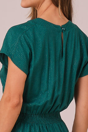 Vestido Verde Maxi Midi no Viscolinho Franzido no Busto