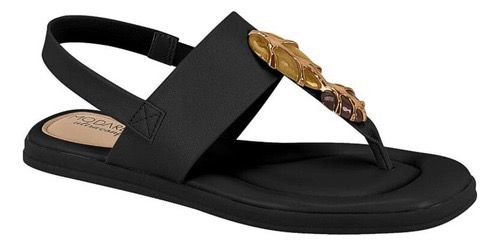 Sandália Feminina Modare Comfort Luxo com Pedrarias - Preto