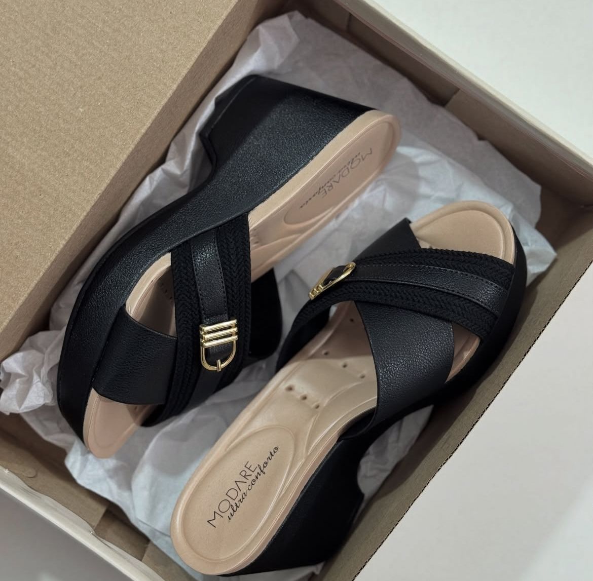 Tamanco Anabela Modare Ultra Conforto - Preto